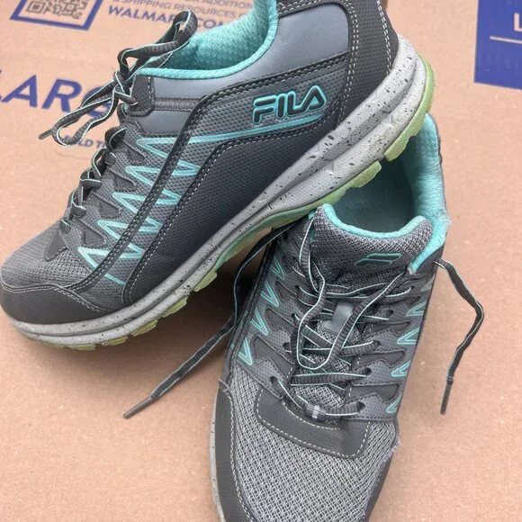 Fila Evergrand Trail 21.5 Walking Shoes Womens size 11 Grey Teal - Picture 2 of 10